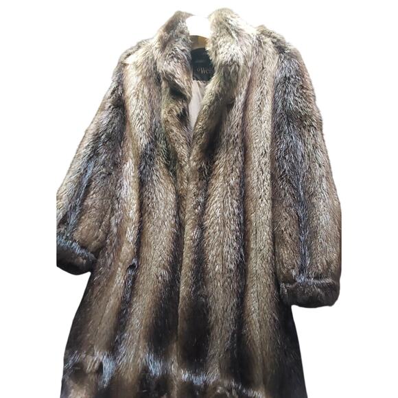 Ladies Vintage Beaver Fur Full Lenght Brown Jacket Size Xl by Weiss Furs - Picture 9 of 9
